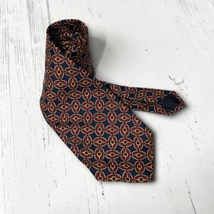 Brooks Brothers Geometric Chain Link Silk Necktie USA Mens Navy Burgundy